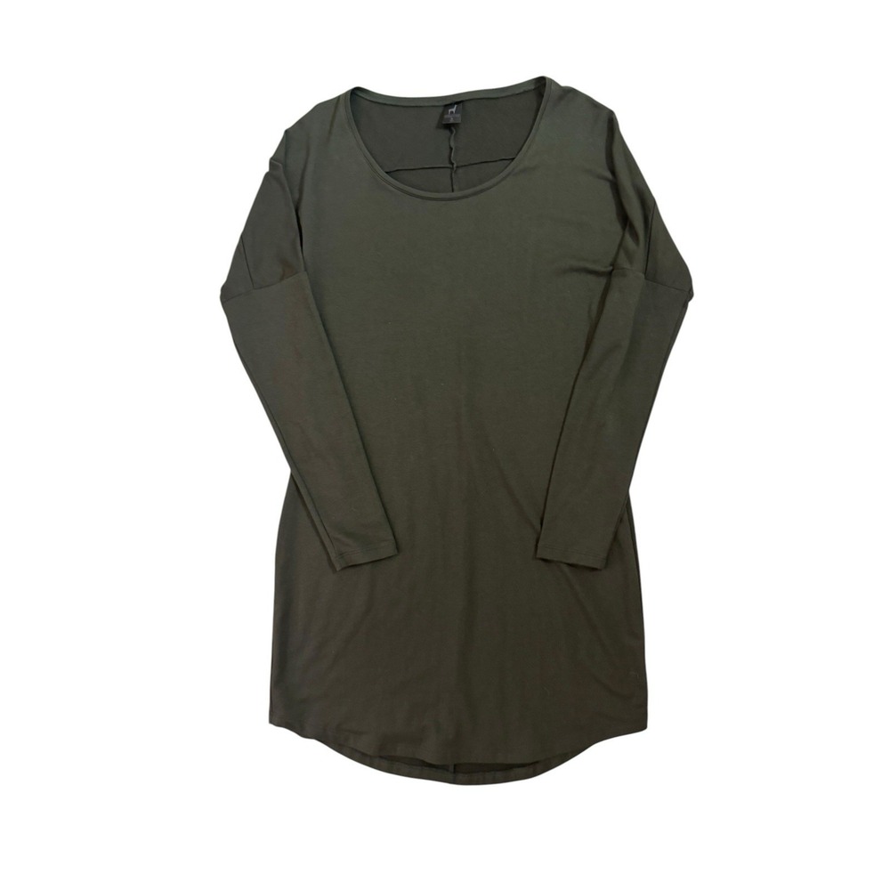 Peruvian Connection Knit Dress Olive Green Medium Long Sleeve